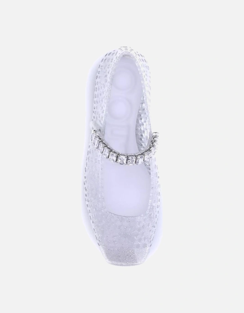 Jelly Ballerinas with Crystal Embellished Straps Women - White Shoes