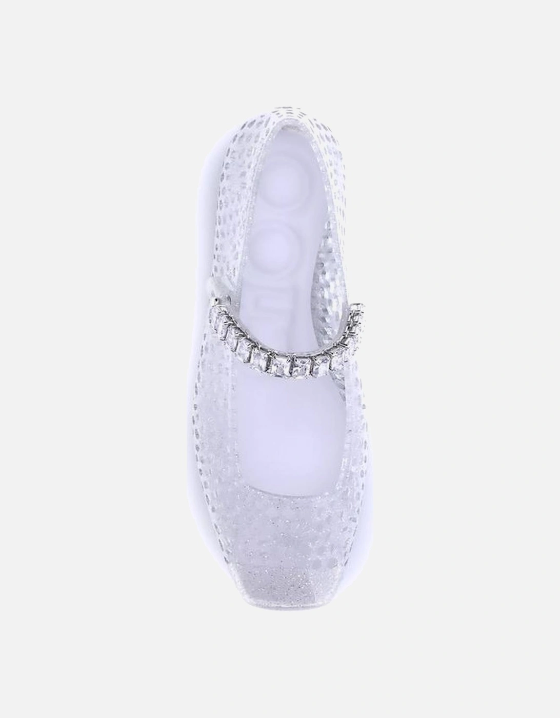 Jelly Ballerinas with Crystal Embellished Straps Women - White Shoes