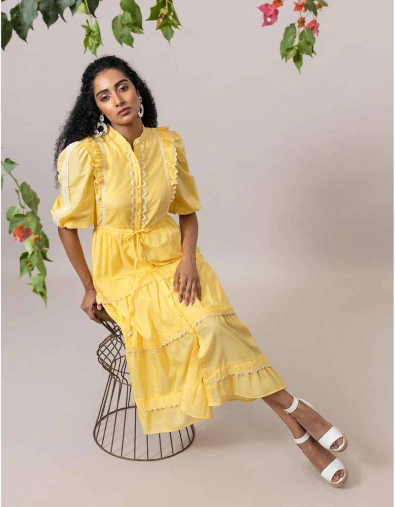 Sabrina Lace Detail Long Sleeve Maxi Dress