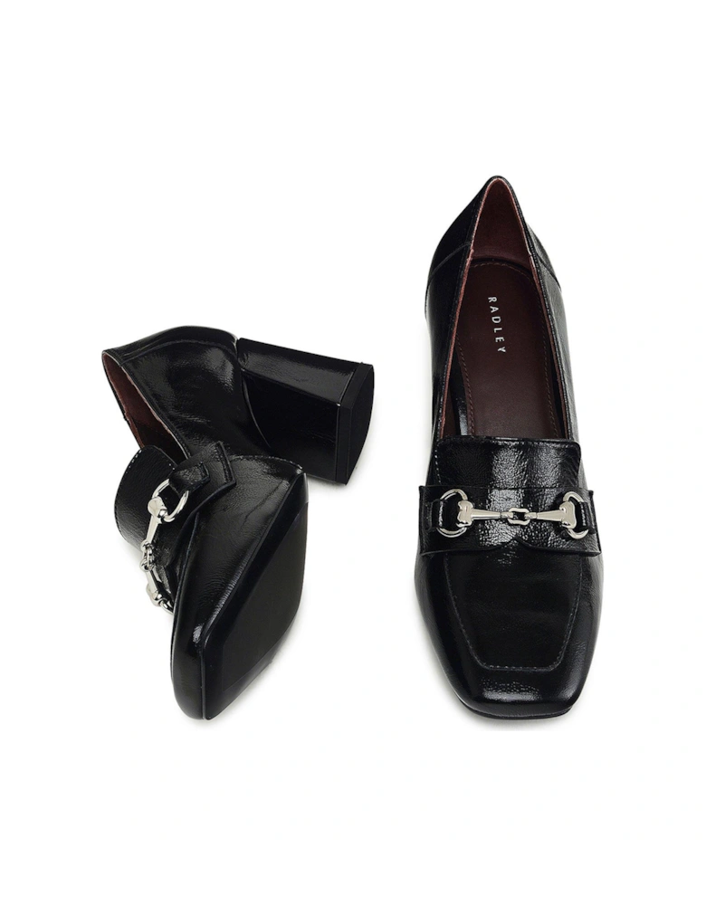 Burlington Mews Heeled Saddle Loafer Black