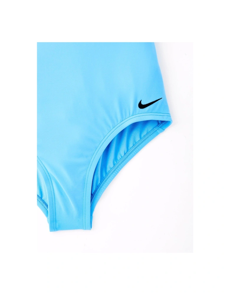 Girls Logo Taping Crossback One Piece Swimsuit - Blue