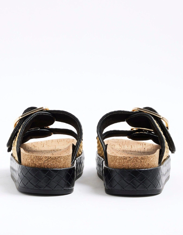 Wide Fit Double Strap Sandal - Beige