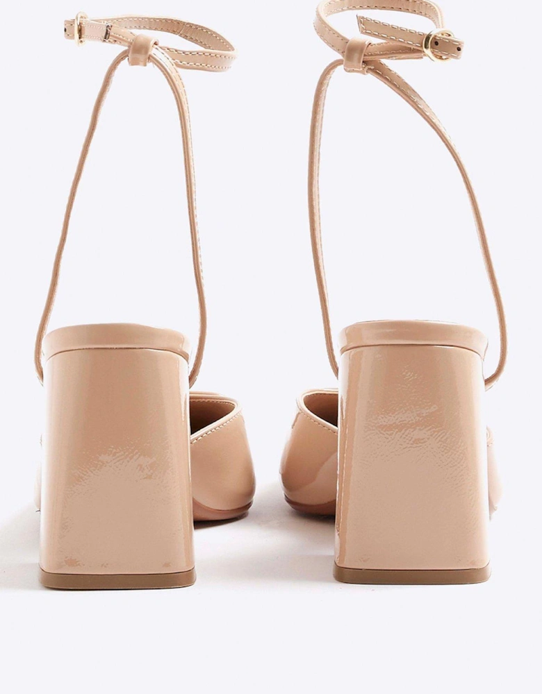 Block Heel Square Toe - Beige