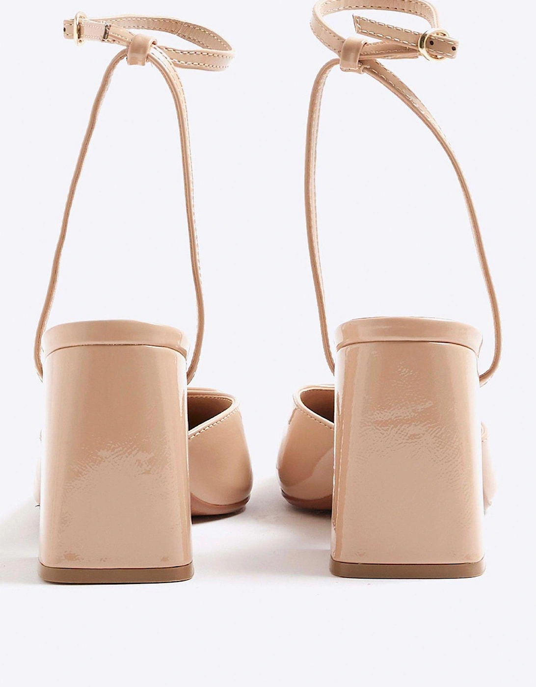 Block Heel Square Toe - Beige