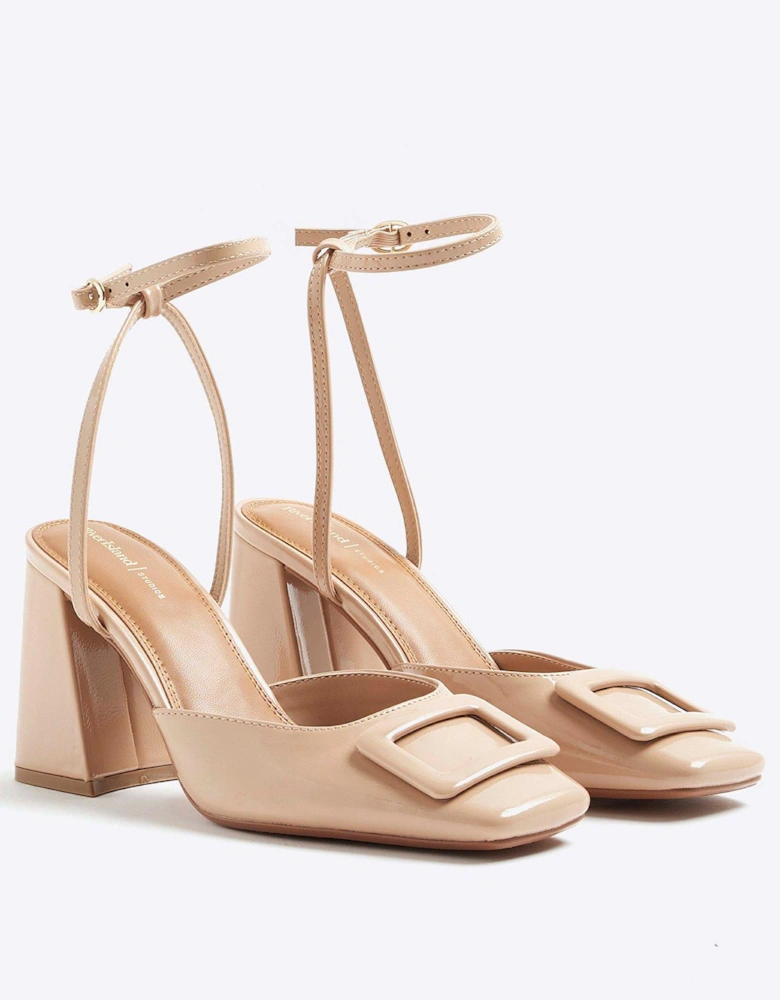 Block Heel Square Toe - Beige