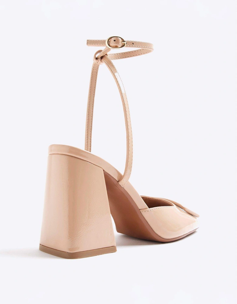 Block Heel Square Toe - Beige