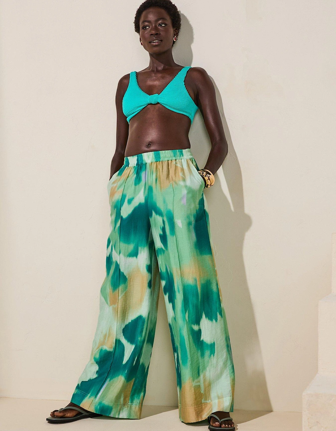 High Rise Wide Leg Trouser - Multi