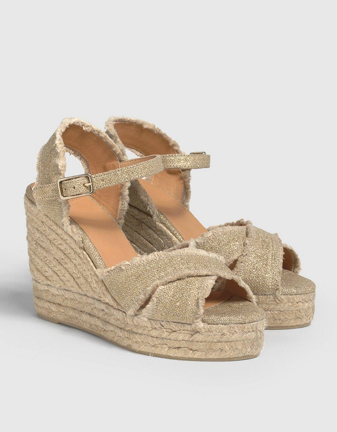 Bromelia Open Toe Wedge Espadrille - Light Gold