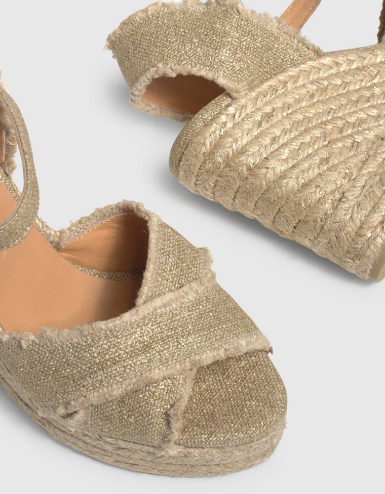 Bromelia Open Toe Wedge Espadrille - Light Gold