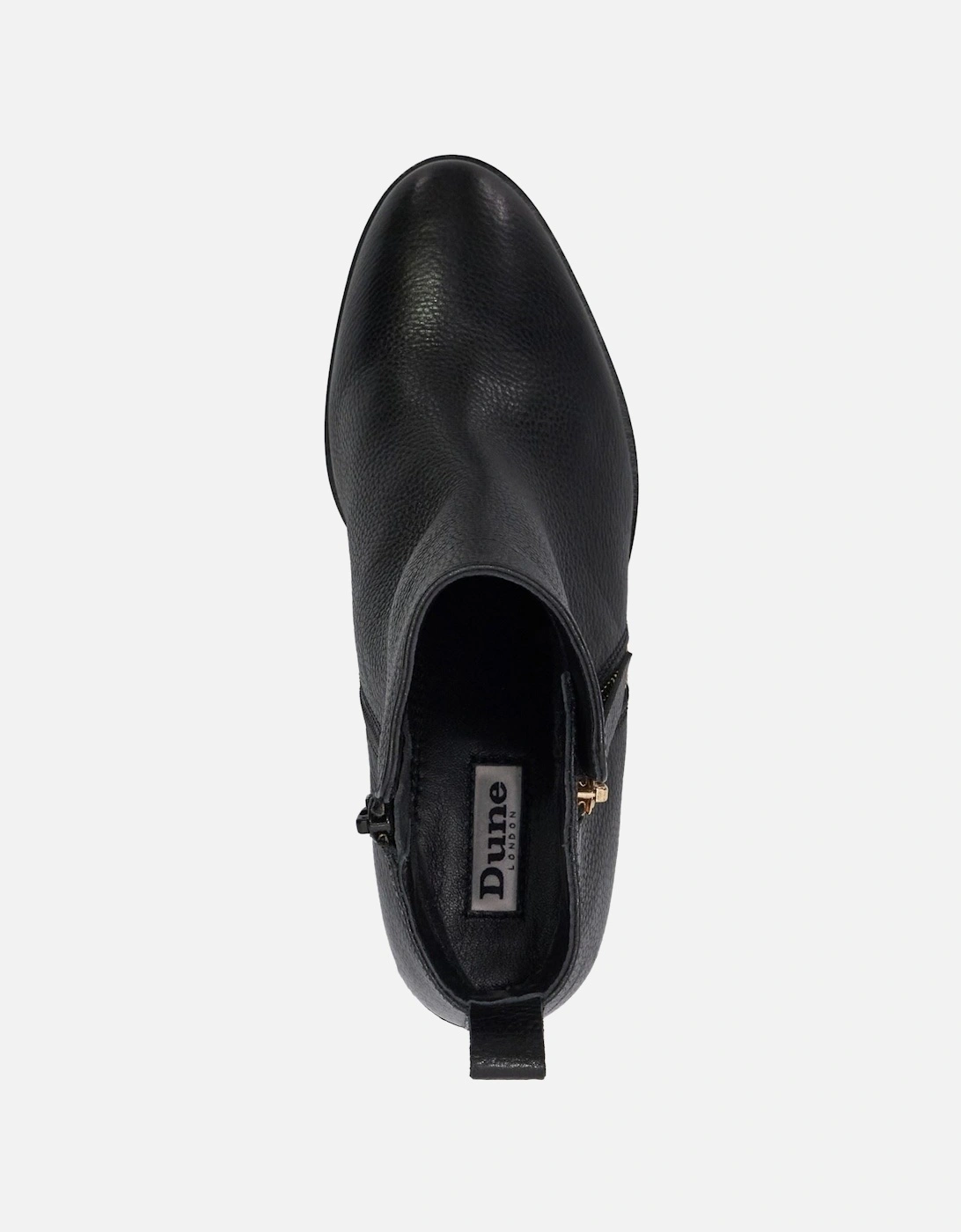 Dune Paicing Leather Women's Black Heeled Ankle Boots