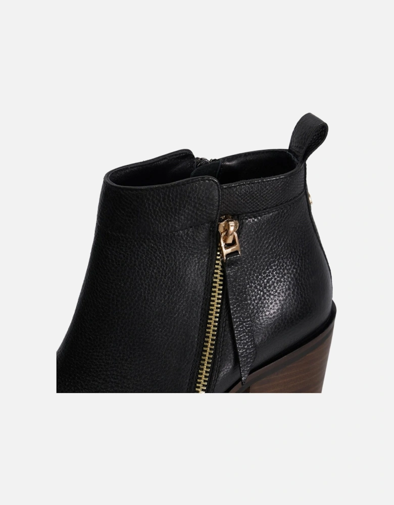 Dune Paicing Leather Women's Black Heeled Ankle Boots