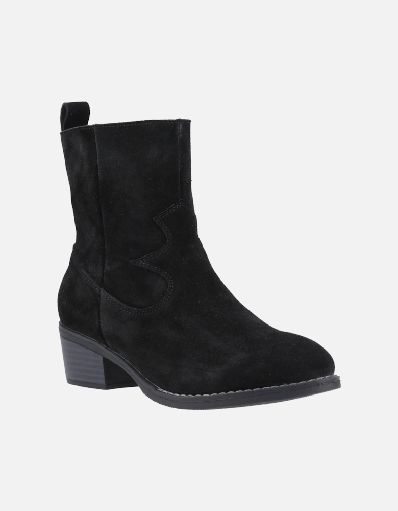 Ida Stitch Boot Leather Women's Black Heeled Ankle Boots
