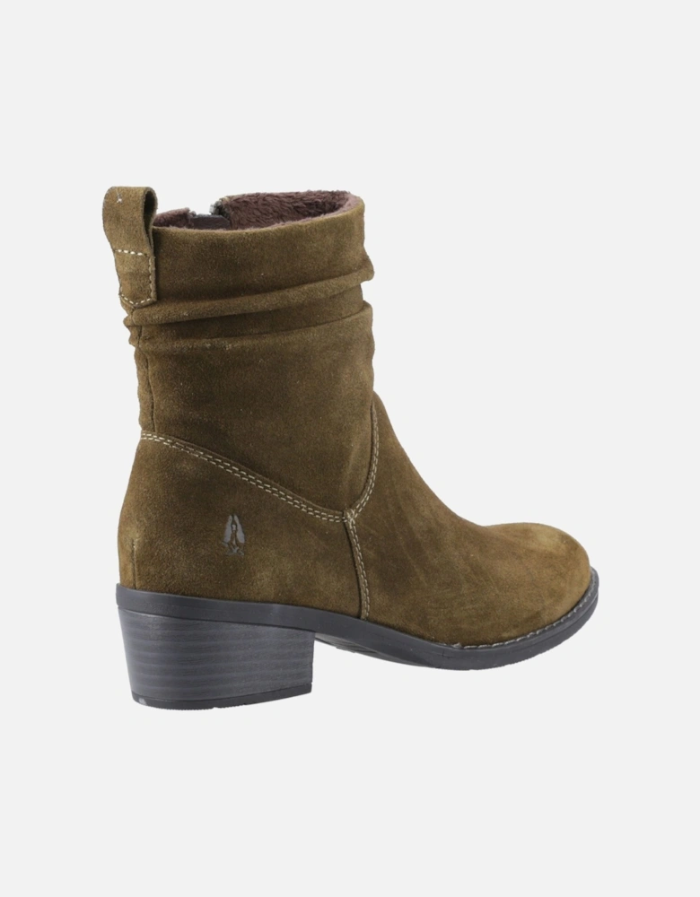 Iris Suede Women's Khaki Heeled Ankle Boots