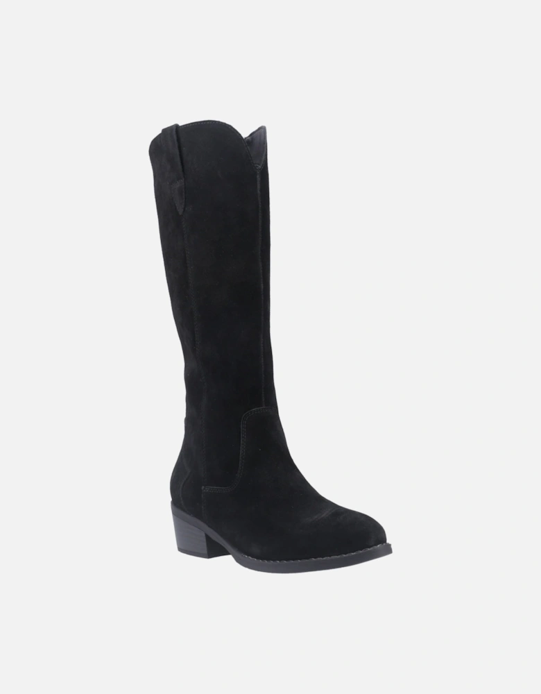 Isabella Suede Women's Black Heeled Knee High Boots