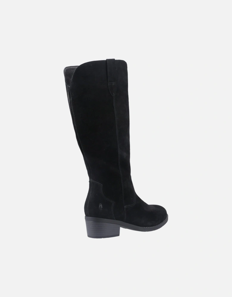 Isabella Suede Women's Black Heeled Knee High Boots