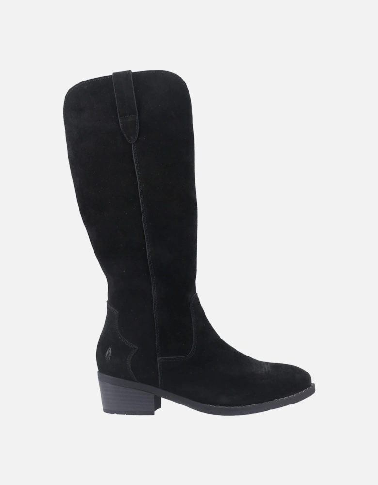 Isabella Suede Women's Black Heeled Knee High Boots