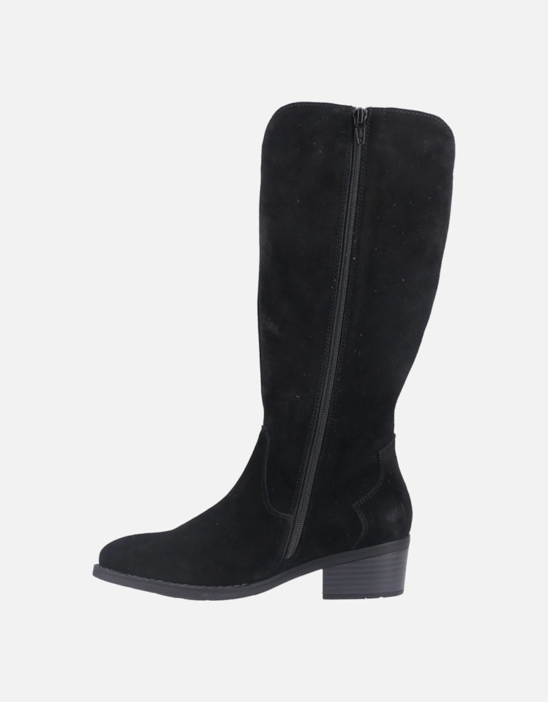 Isabella Suede Women's Black Heeled Knee High Boots