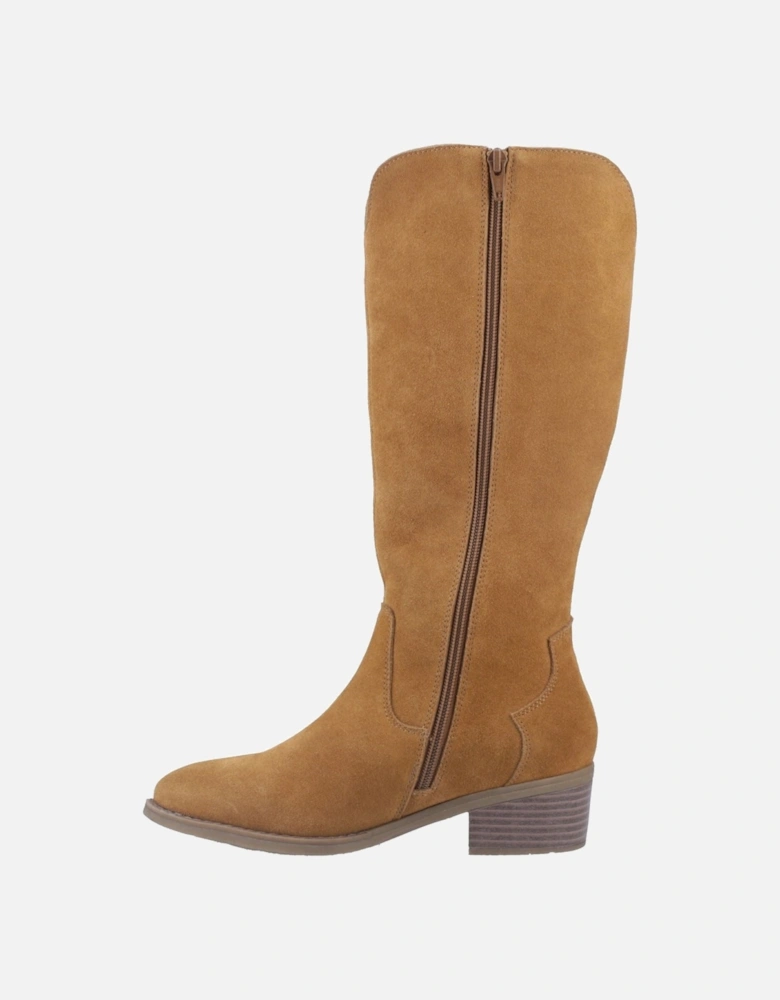 Isabella Suede Women's Tan Heeled Knee High Boots