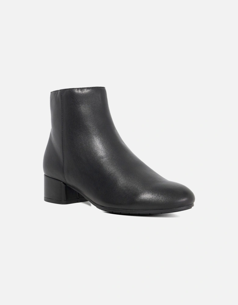 Dune Pippie Leather Women's Black Heeled Ankle Boots