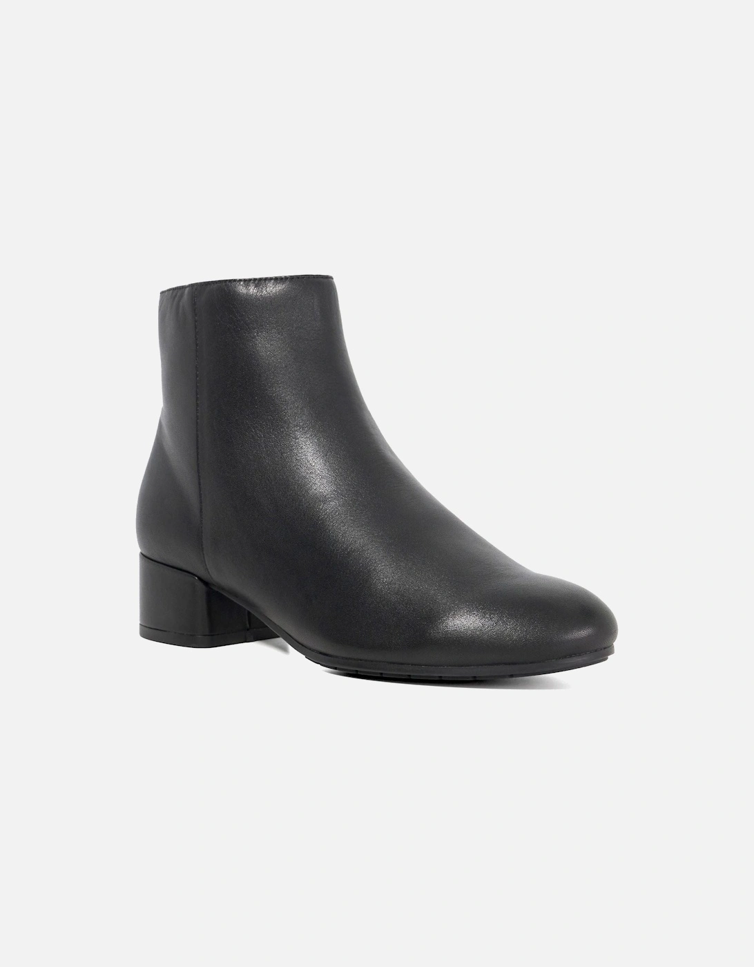 Dune Pippie Leather Women's Black Heeled Ankle Boots, 6 of 5