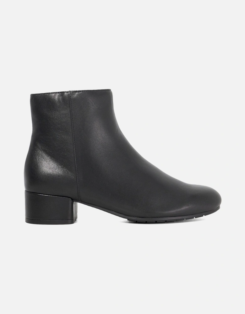 Dune Pippie Leather Women's Black Heeled Ankle Boots