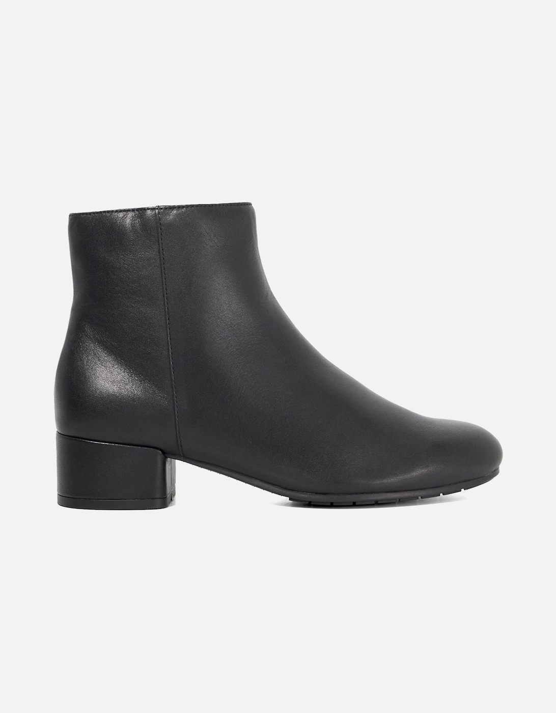 Dune Pippie Leather Women's Black Heeled Ankle Boots