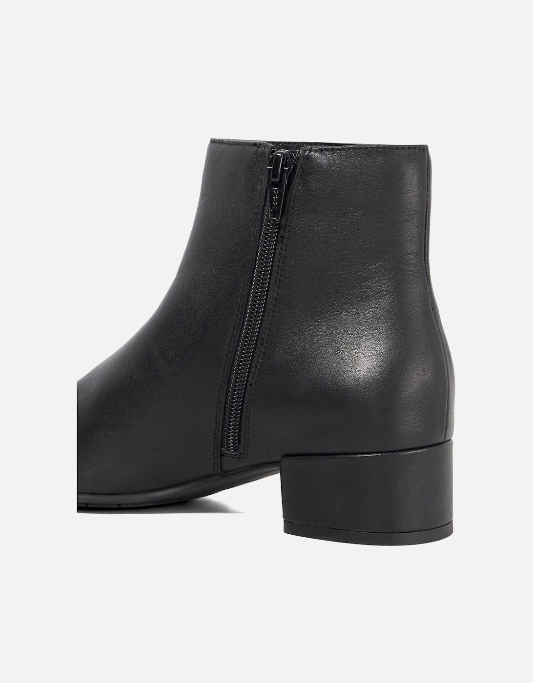 Dune Pippie Leather Women's Black Heeled Ankle Boots