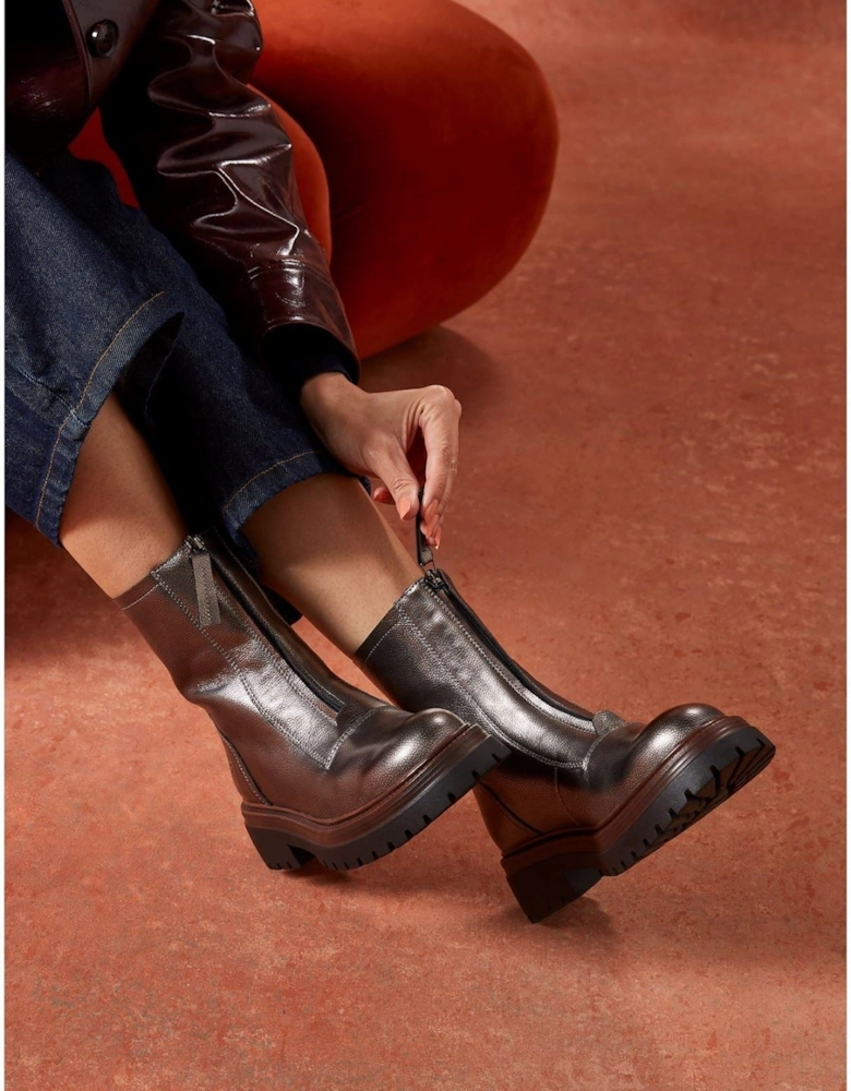 Roxanna Leather Women's Pewter Boots