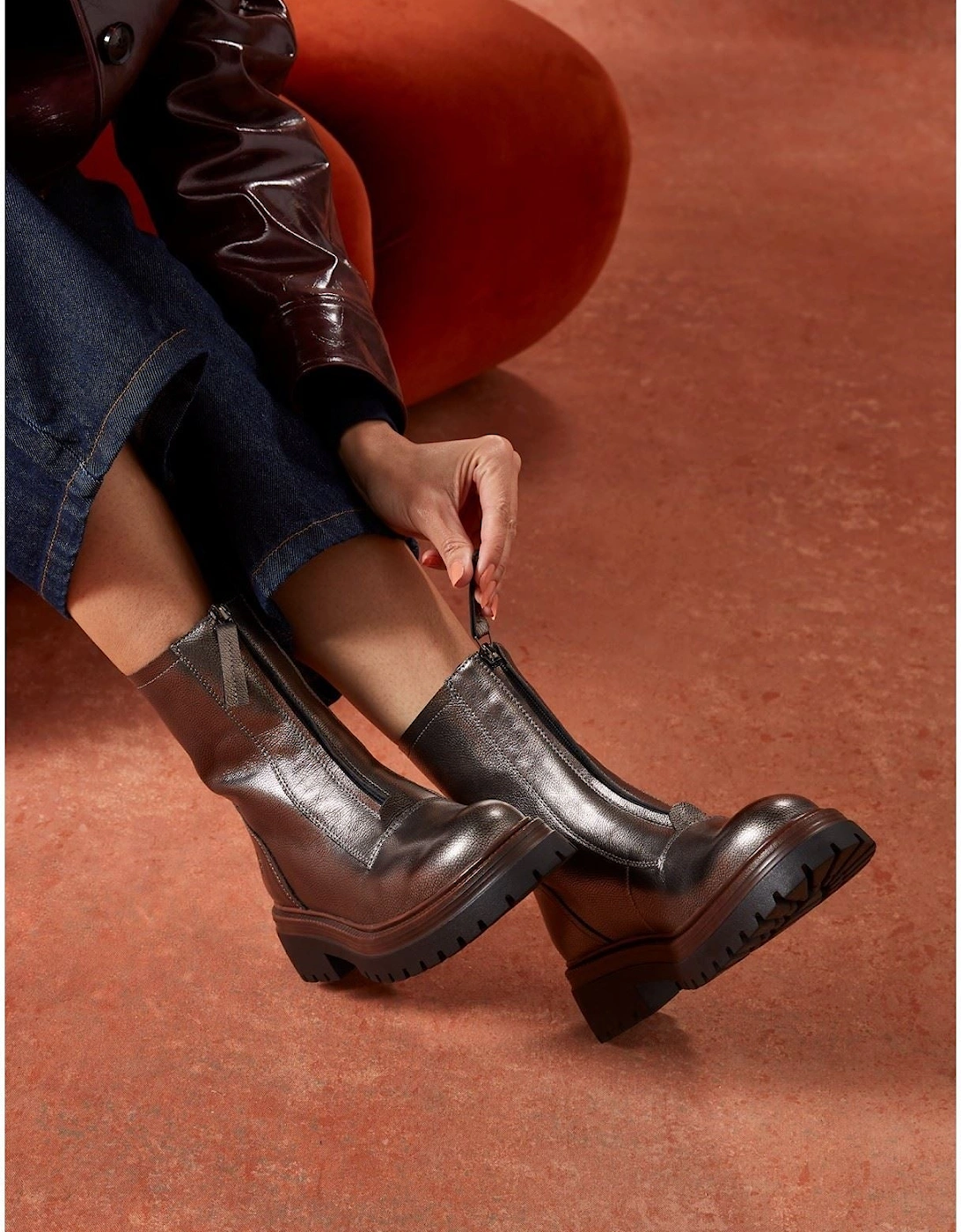 Roxanna Leather Women's Pewter Boots