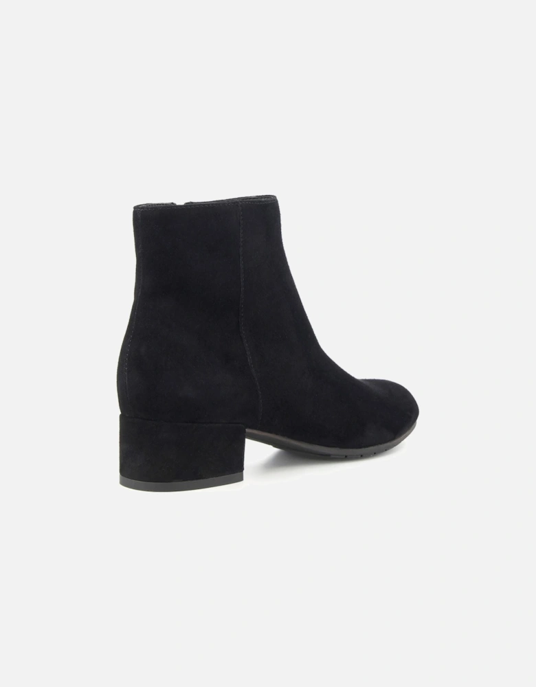 Dune Pippie Leather Women's Black Heeled Ankle Boots