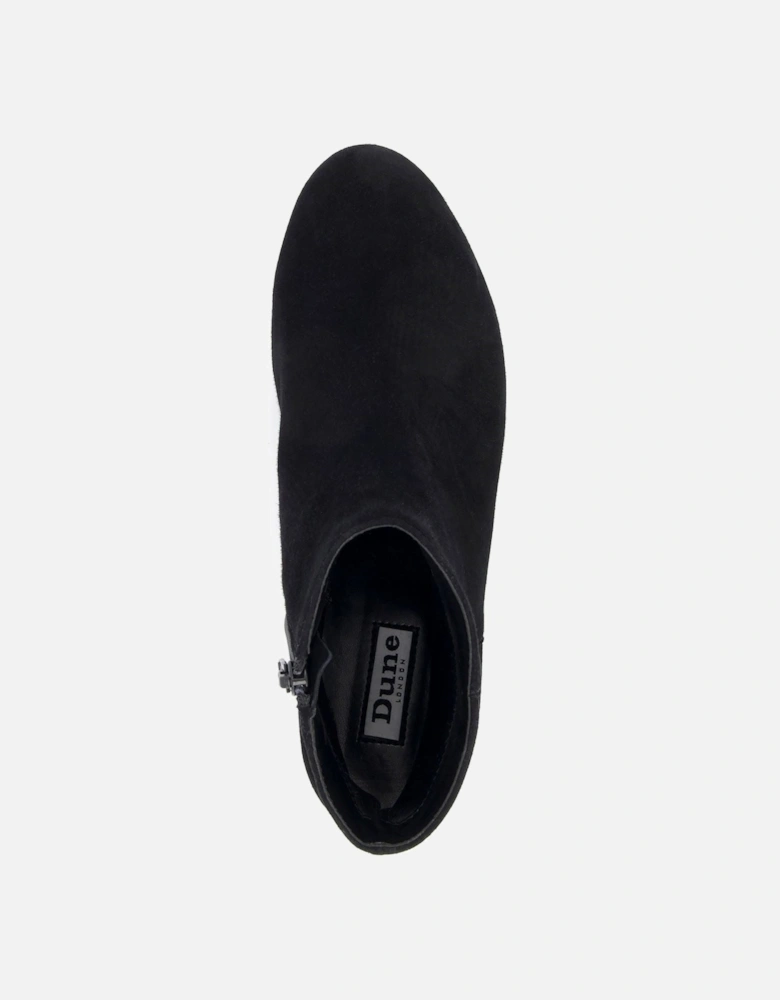 Dune Pippie Leather Women's Black Heeled Ankle Boots