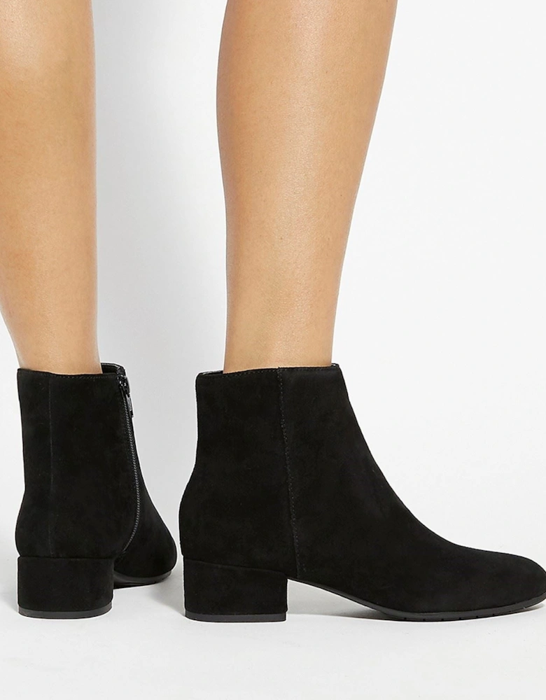Dune Pippie Leather Women's Black Heeled Ankle Boots