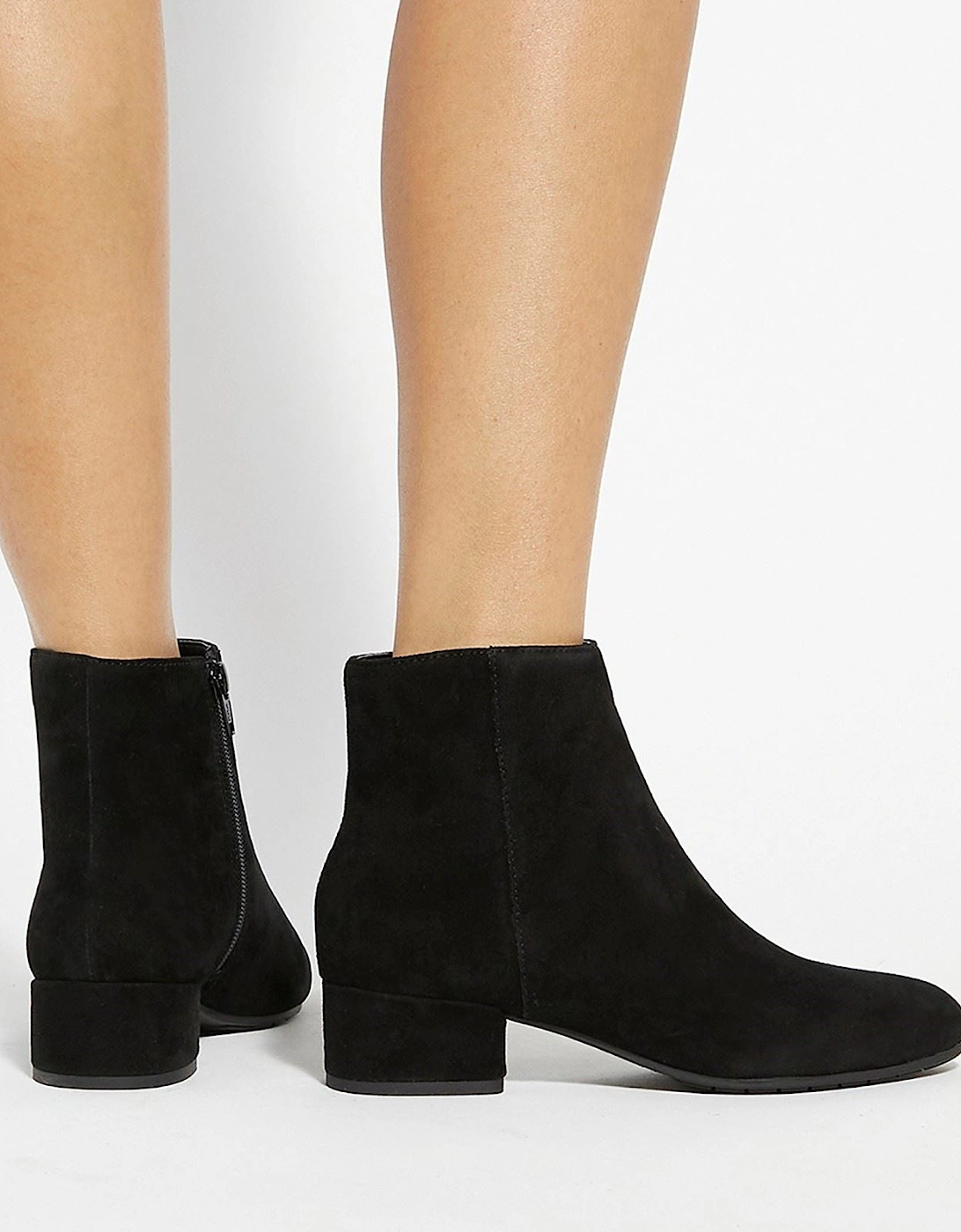 Dune Pippie Leather Women's Black Heeled Ankle Boots
