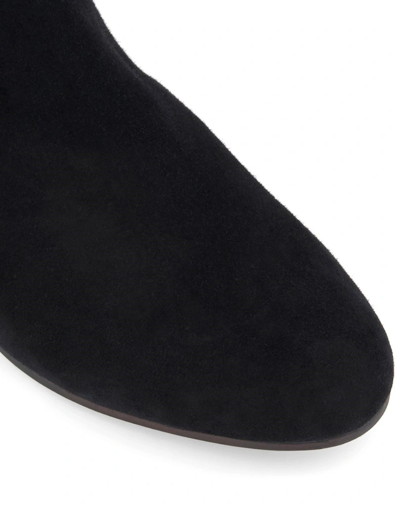 Dune Pippie Leather Women's Black Heeled Ankle Boots