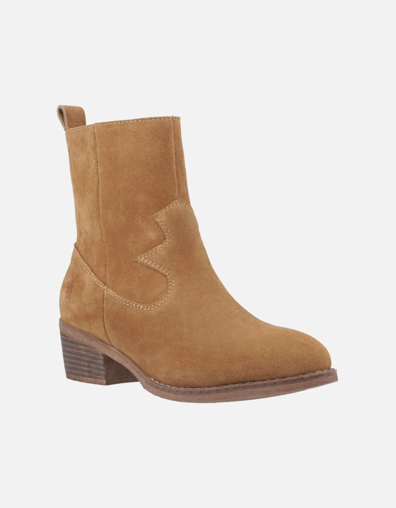 Ida Stitch Boot Leather Women's Tan Heeled Ankle Boots