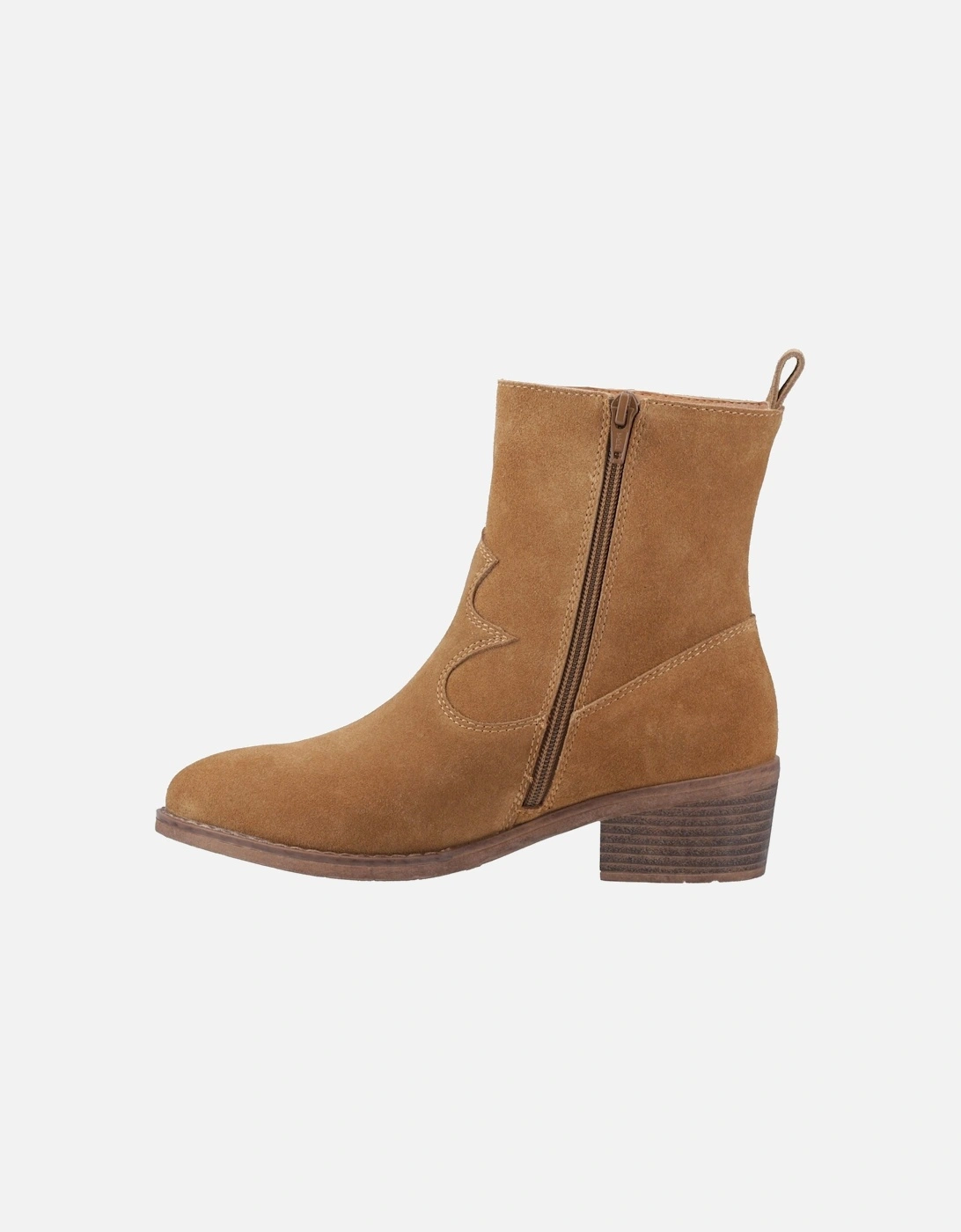 Ida Stitch Boot Leather Women's Tan Heeled Ankle Boots