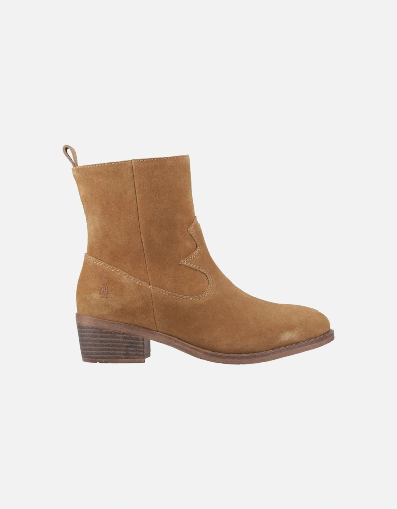 Ida Stitch Boot Leather Women's Tan Heeled Ankle Boots