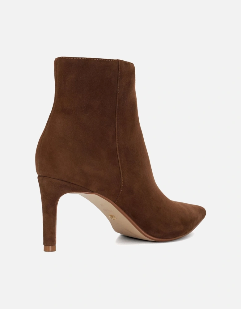 Dune Obsessively Suede Women's Dark Tan Heeled Ankle Boots