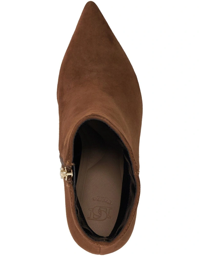 Dune Obsessively Suede Women's Dark Tan Heeled Ankle Boots