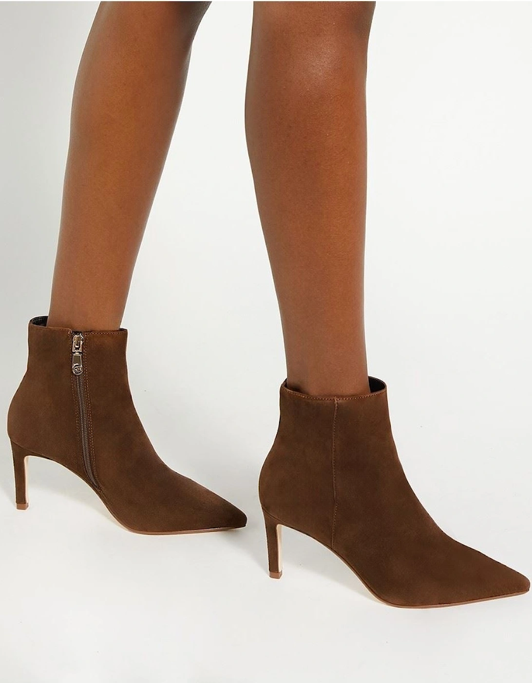 Dune Obsessively Suede Women's Dark Tan Heeled Ankle Boots