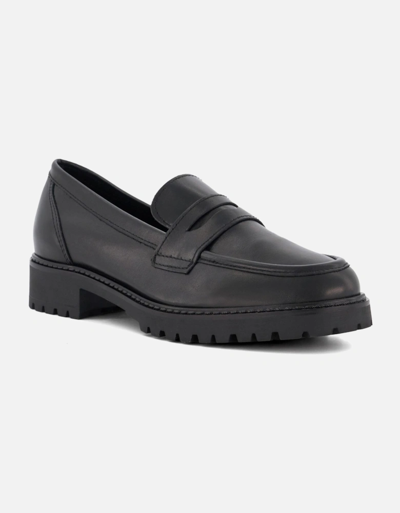 Dune Gild Leather Women's Black Loafers