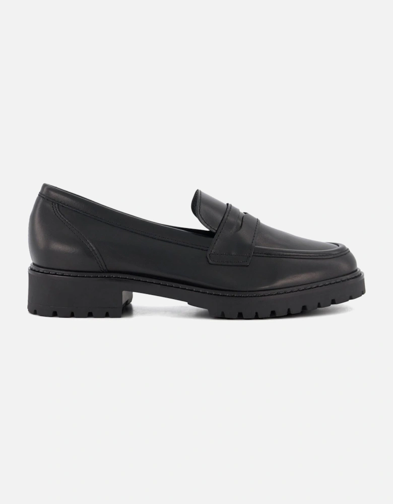 Dune Gild Leather Women's Black Loafers