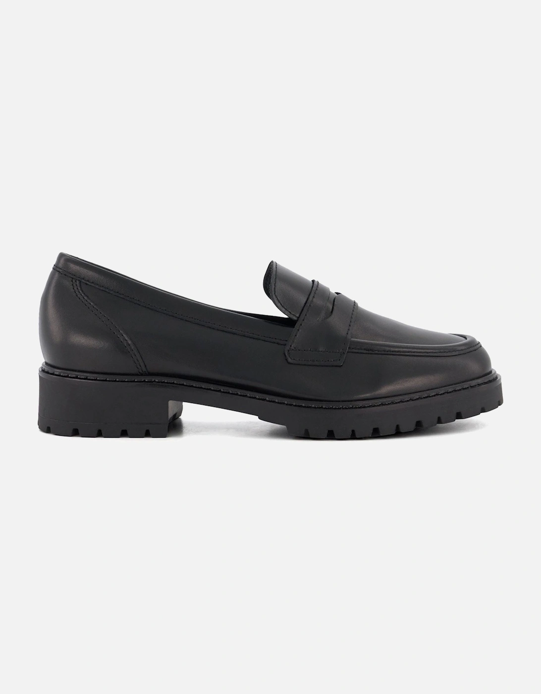 Dune Gild Leather Women's Black Loafers