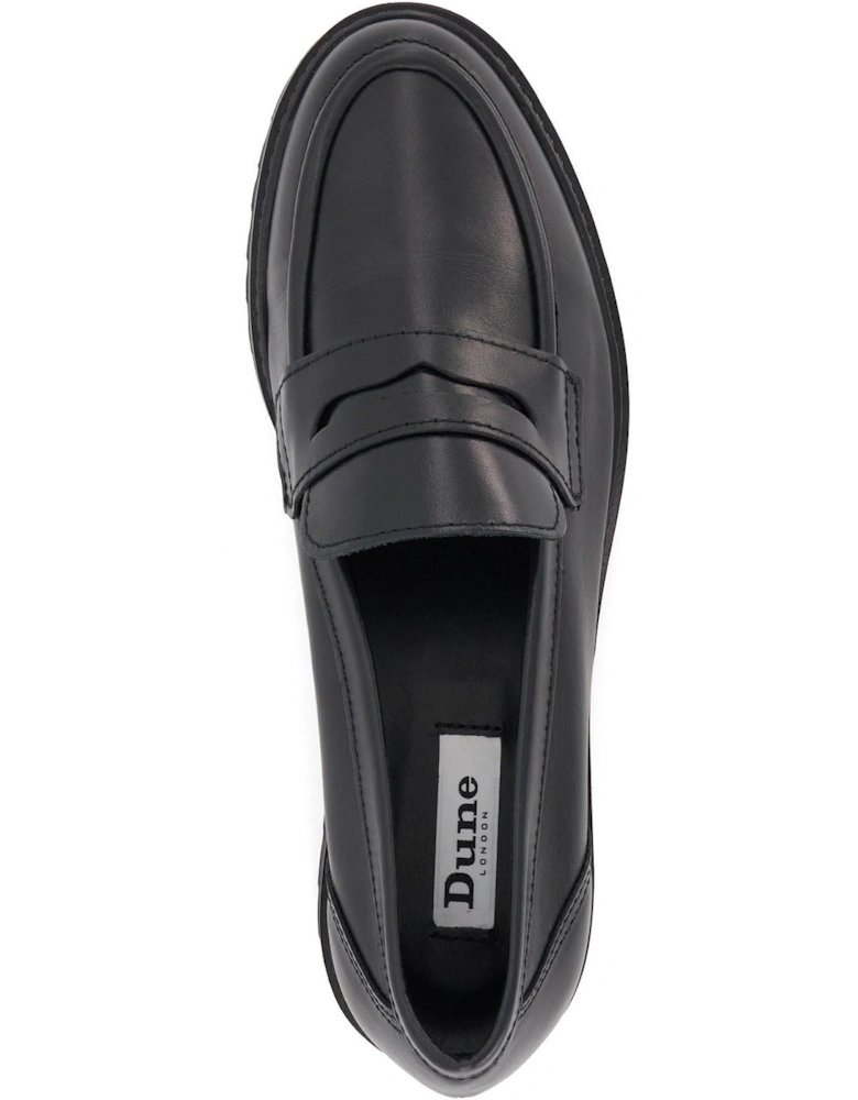 Dune Gild Leather Women's Black Loafers