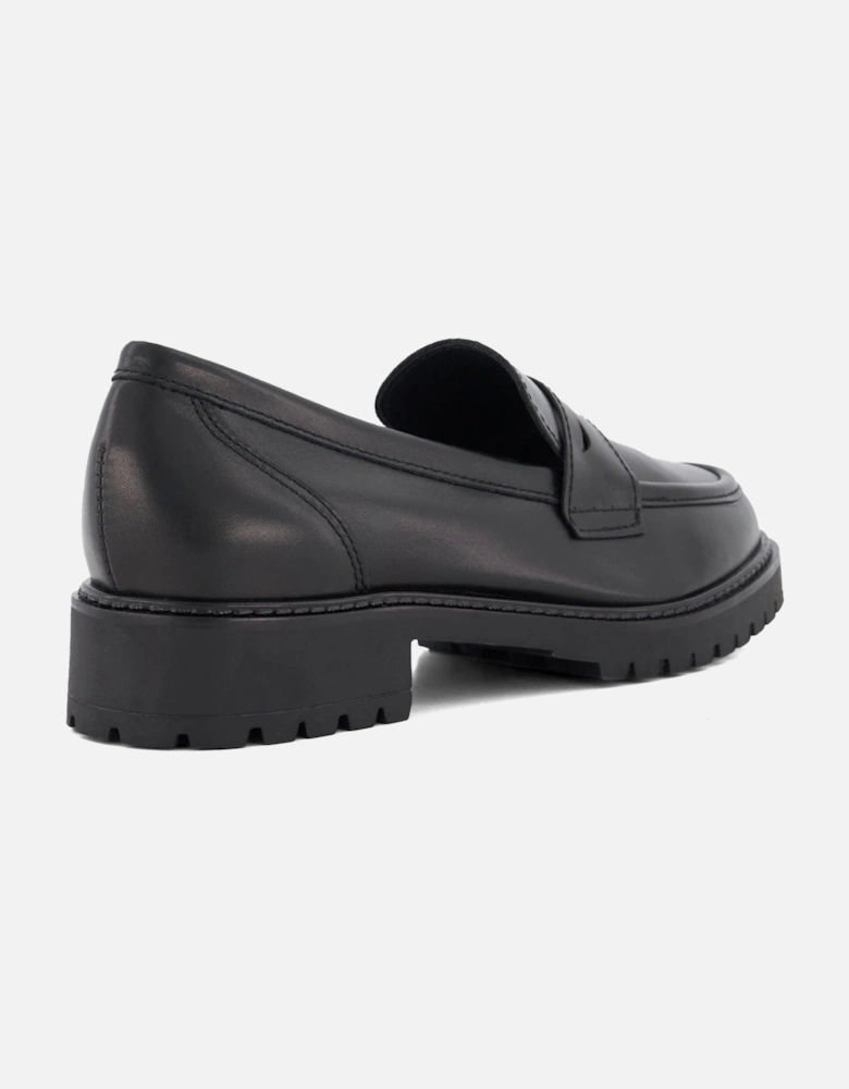 Dune Gild Leather Women's Black Loafers