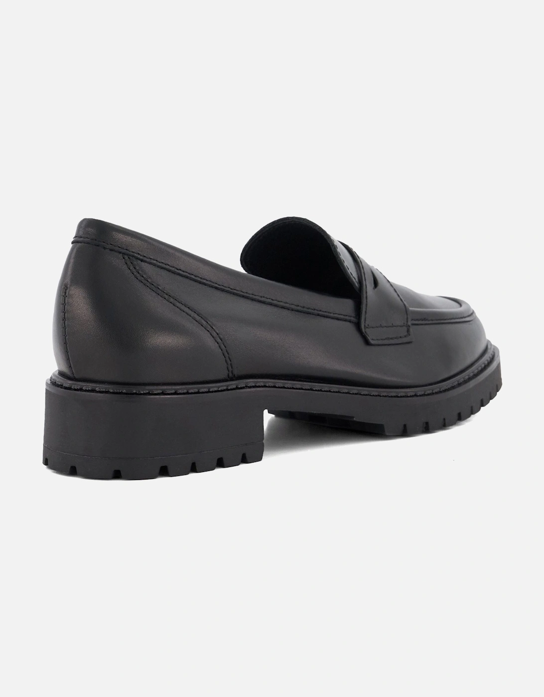 Dune Gild Leather Women's Black Loafers