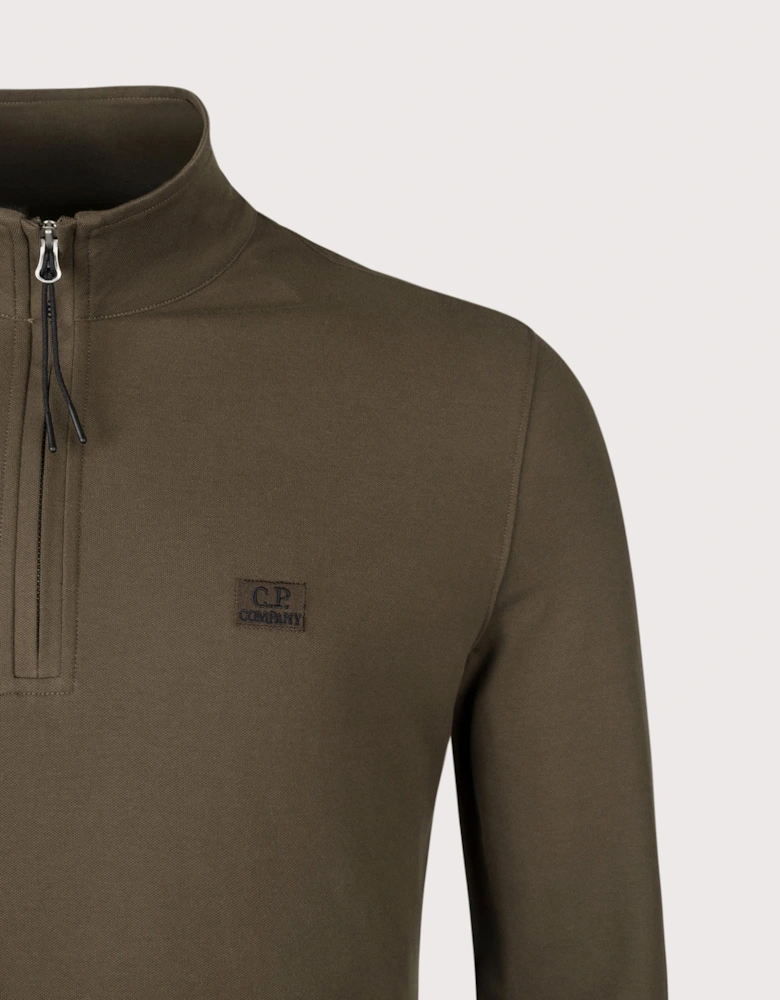 Stretch Pique Quarter Zip Polo Shirt