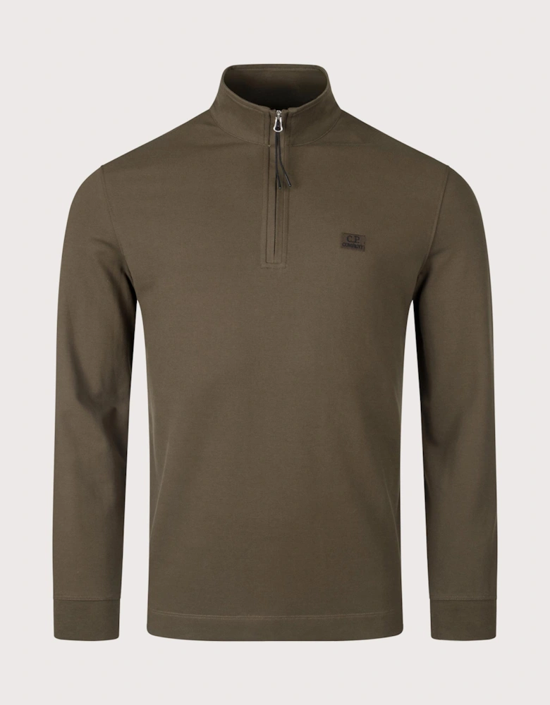 Stretch Pique Quarter Zip Polo Shirt