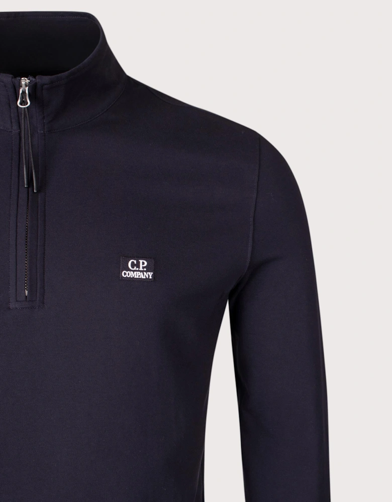 Stretch Piqué Quarter Zip Polo Shirt