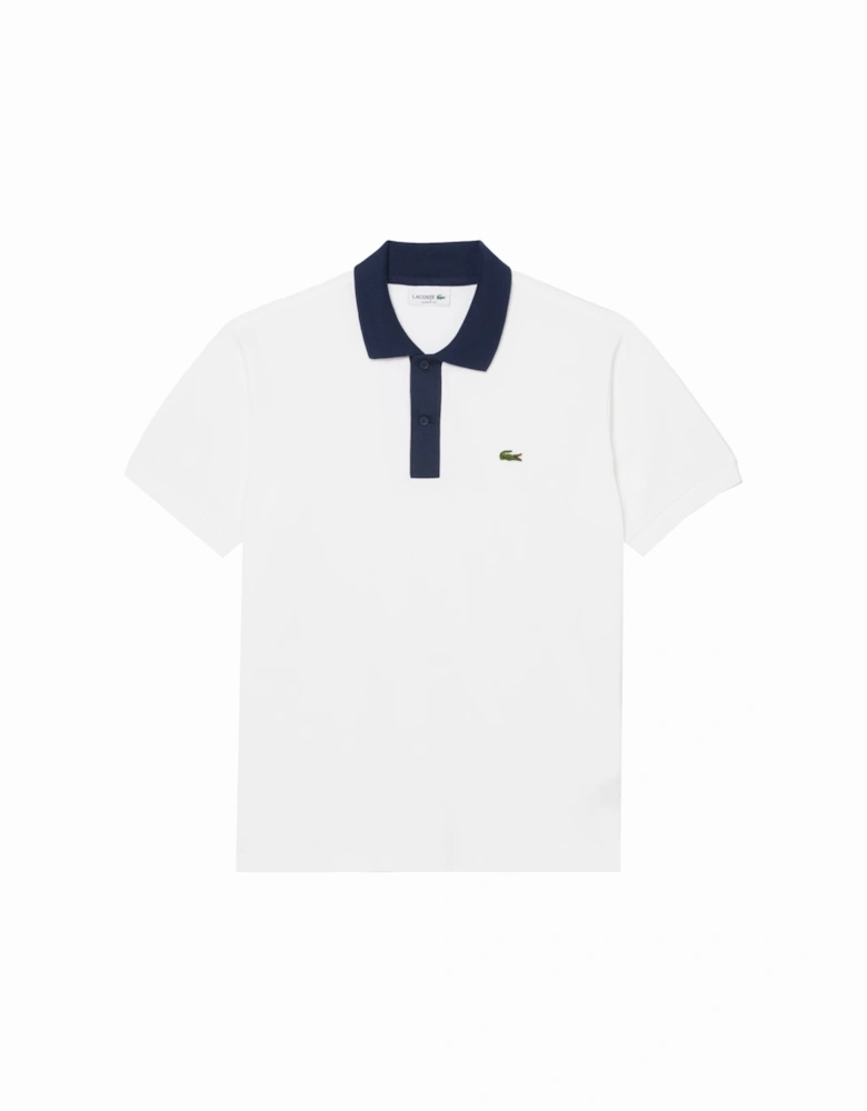 Classic Fit Contrast Collar Polo Shirt White/Navy Blue